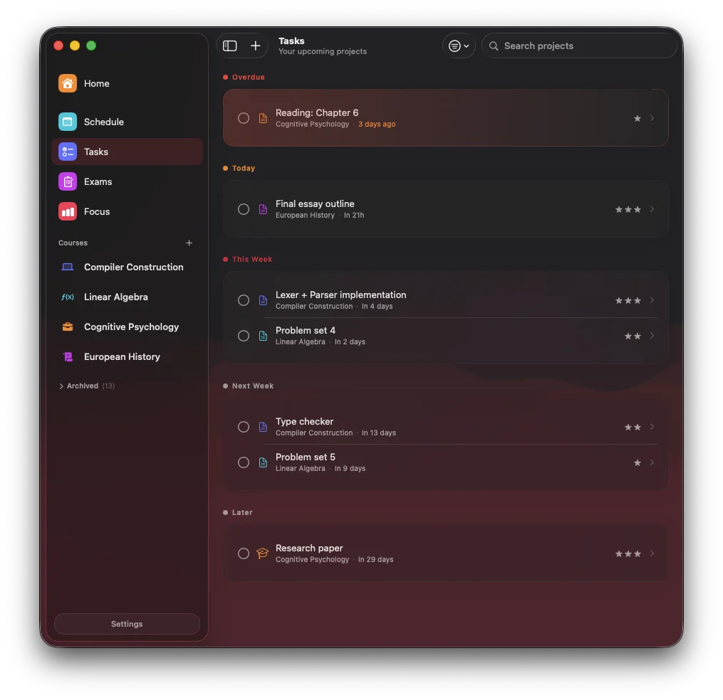 Deadlines on Mac